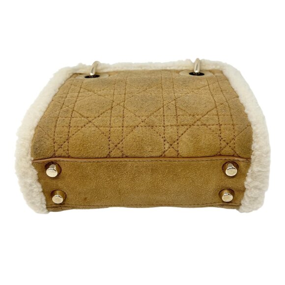 Christian Dior Lady Dior Cannage Mouton 2way Mini Bag Camel Gold Suede [105603] - Picture 13 of 15